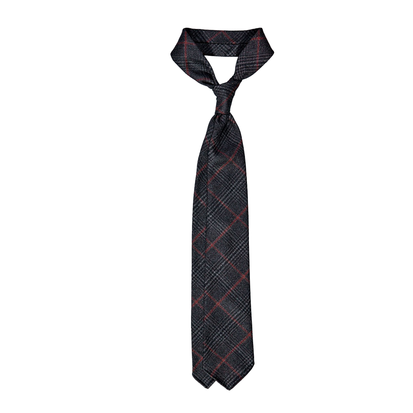 Dreaming of Monday Black Brown Checked 7Fold Vintage Wool Tie Baltzar