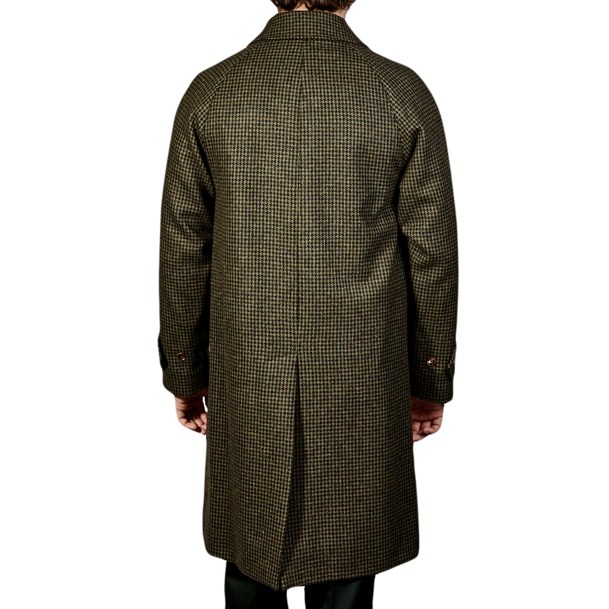 Grenfell Green Houndstooth Campbell Tweed Raglan Coat Baltzar