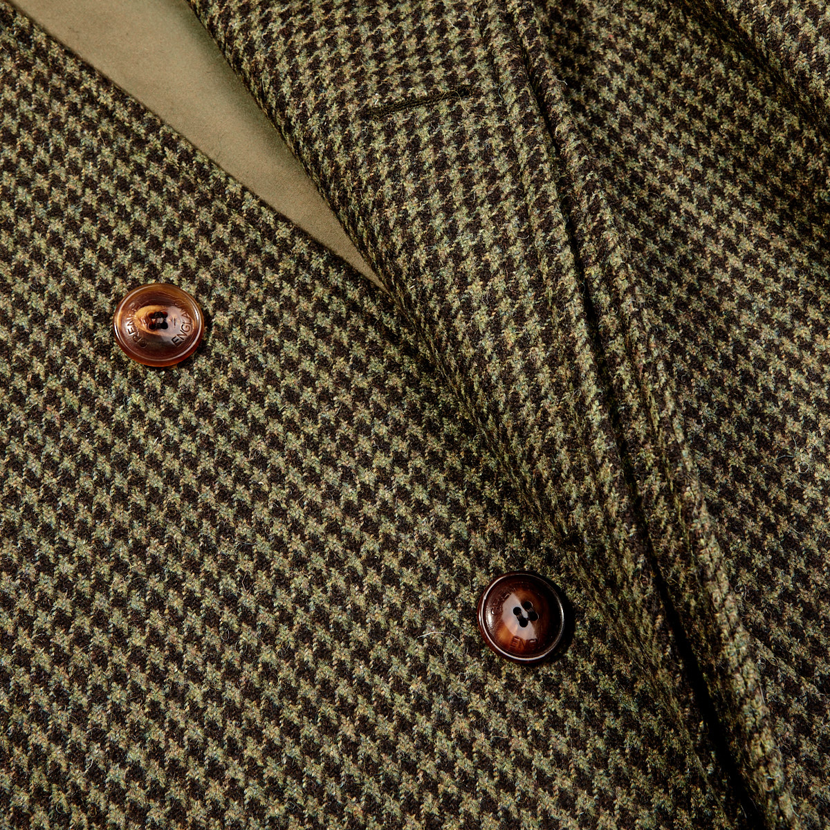 Grenfell Green Houndstooth Campbell Tweed Raglan Coat Baltzar