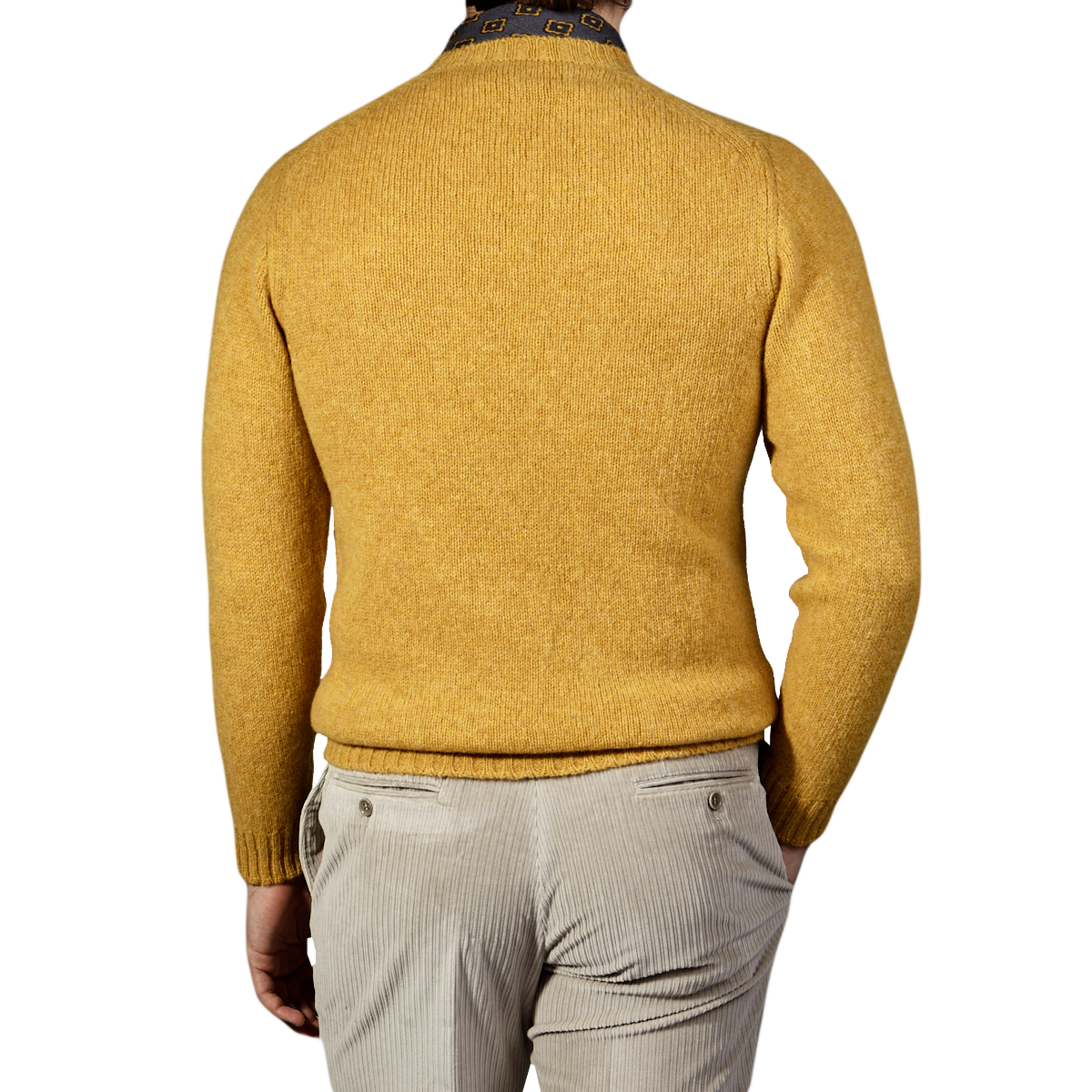 William Lockie - Burnt Yellow Super Soft Lambswool Crew Neck Sweater ...