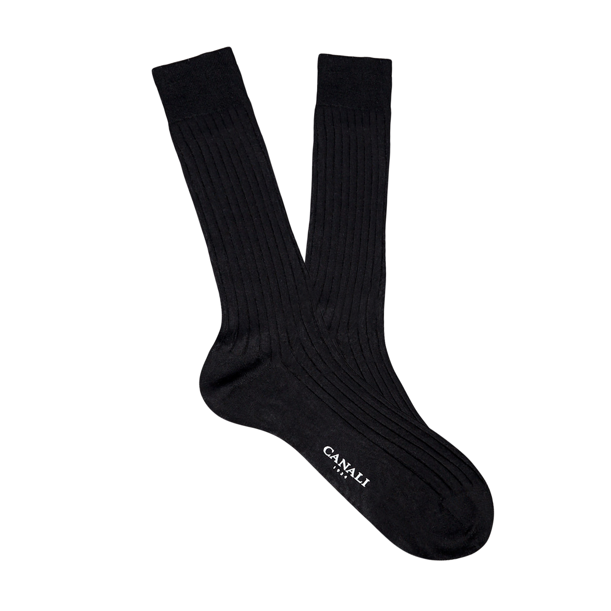 Canali - Black Ribbed Cotton Socks | Baltzar