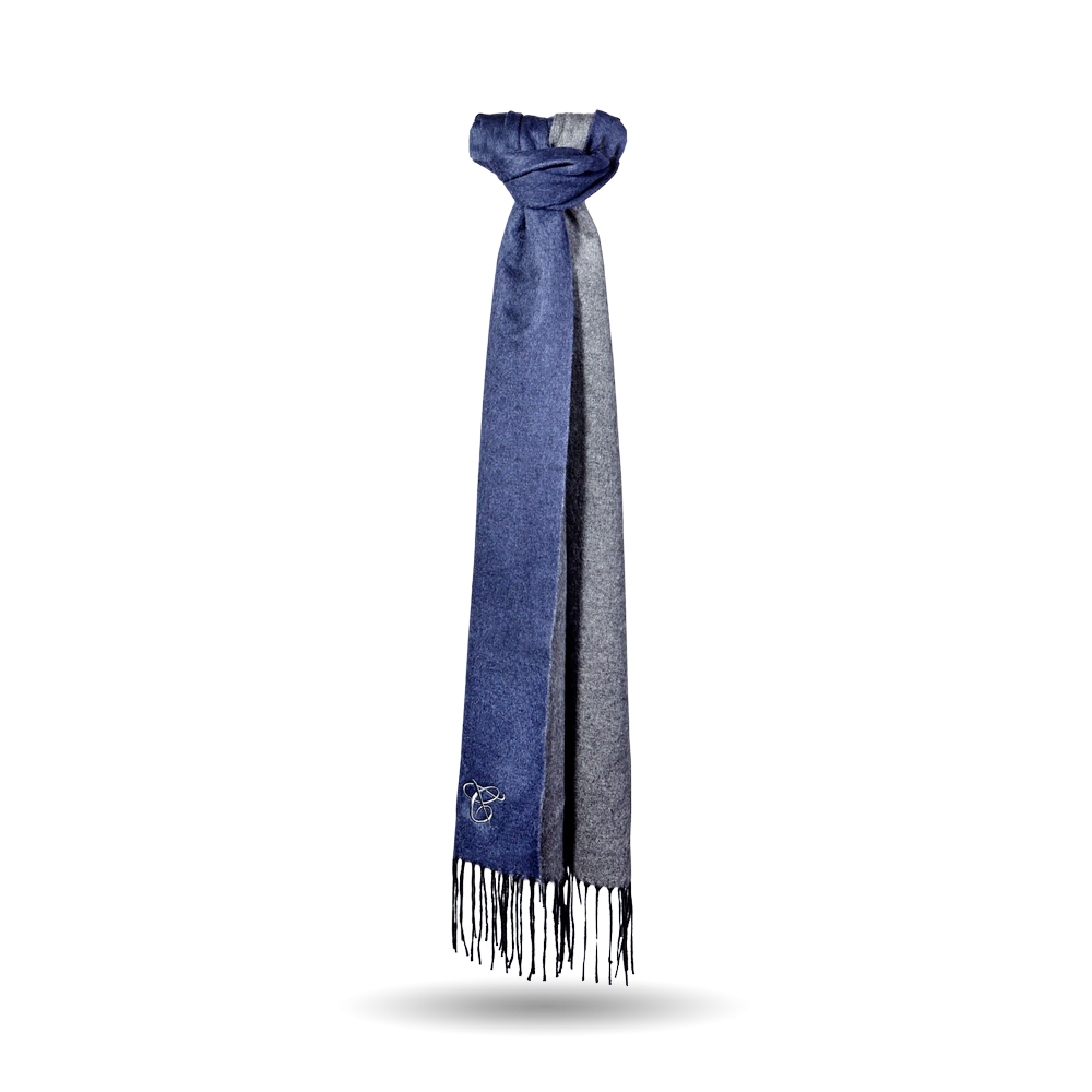 Canali Dusky Blue Grey Cashmere Silk Scarf Baltzar