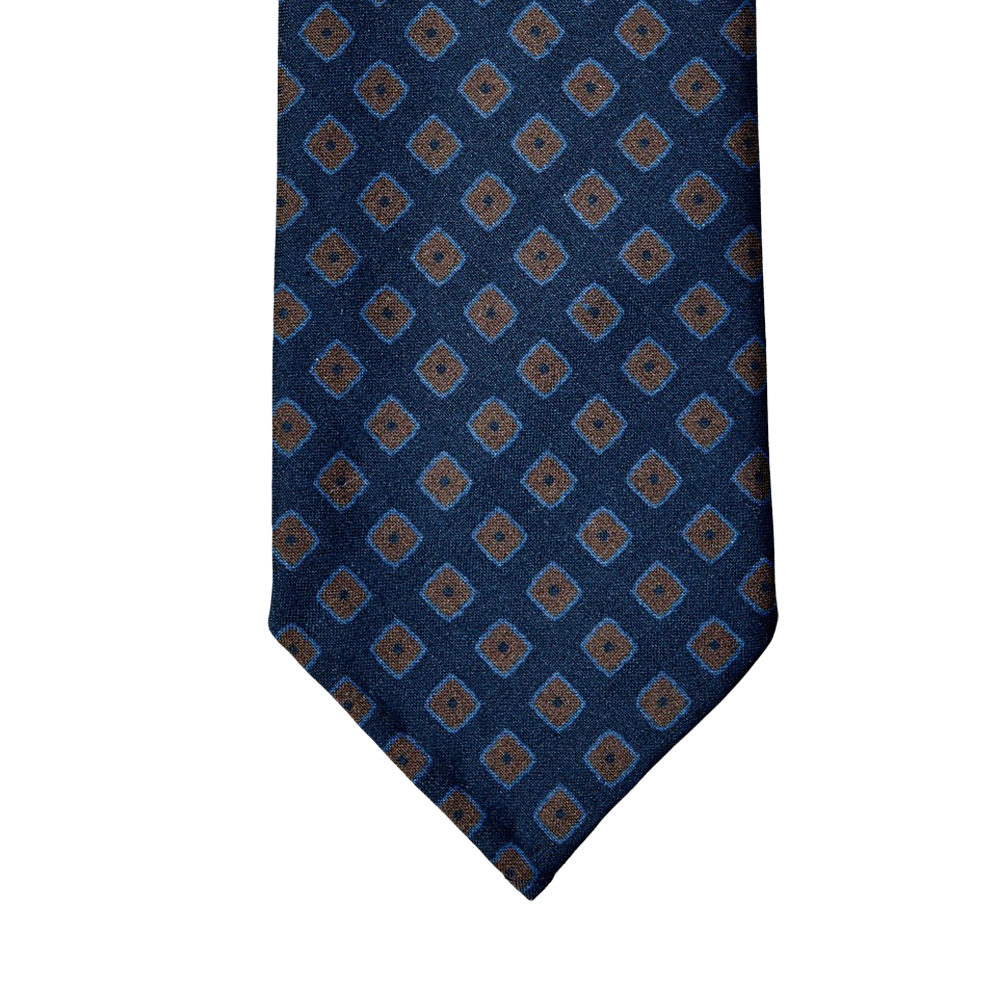 Gierre Milano - Navy Geometrical Printed Wool Tie | Baltzar