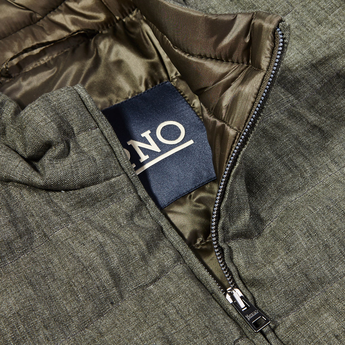 Herno - Green Linen Down Padded Jacket | Baltzar