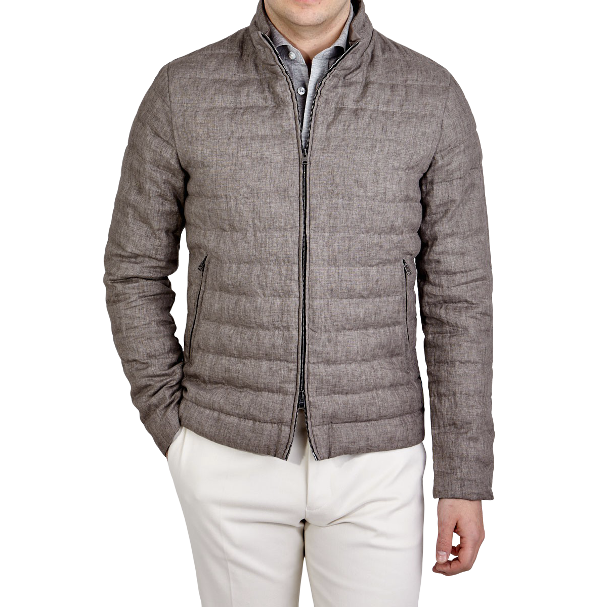 Herno - Stone Linen Down Padded Jacket | Baltzar .com