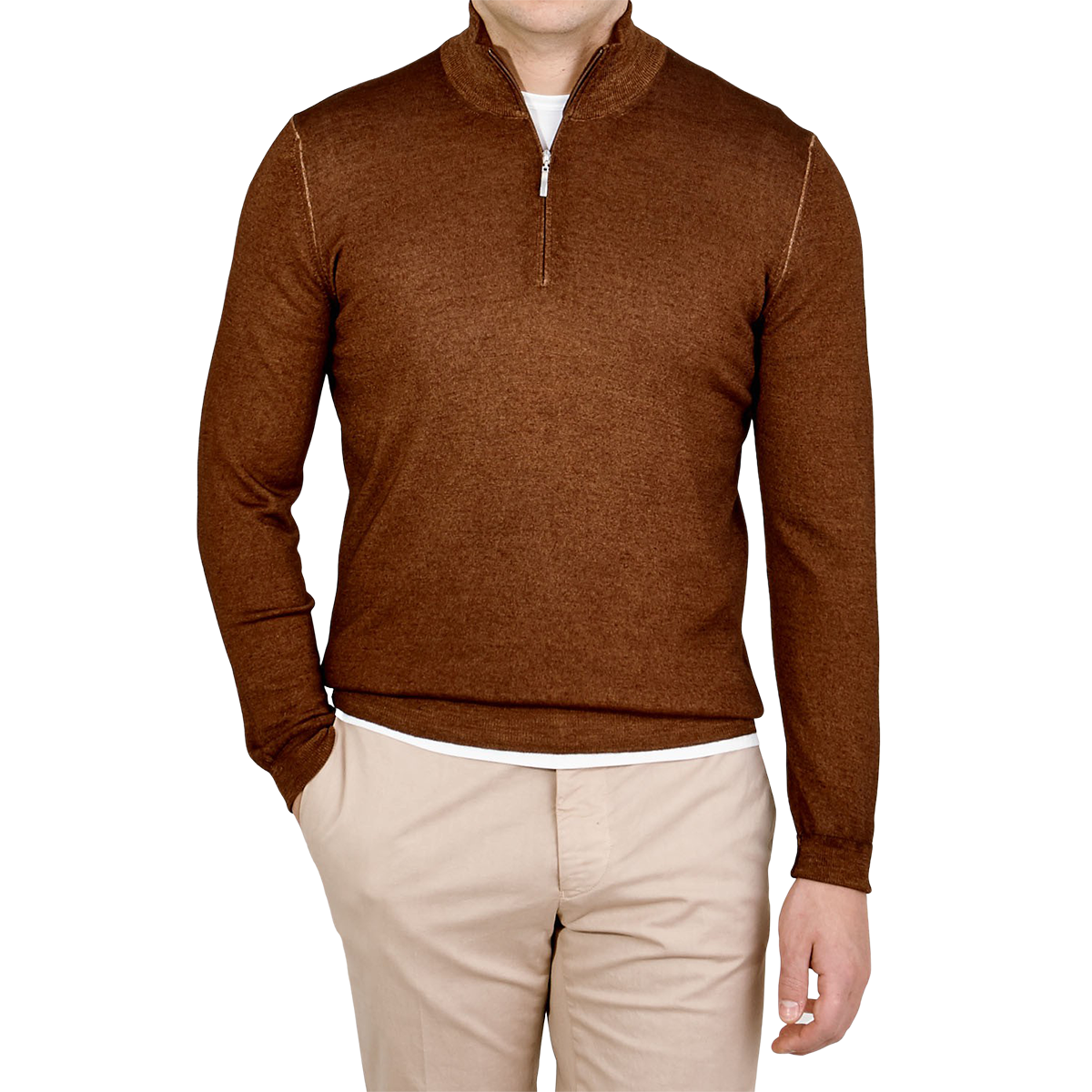 Gran Sasso - Brown Melange Vintage Wool Zip Sweater | Baltzar