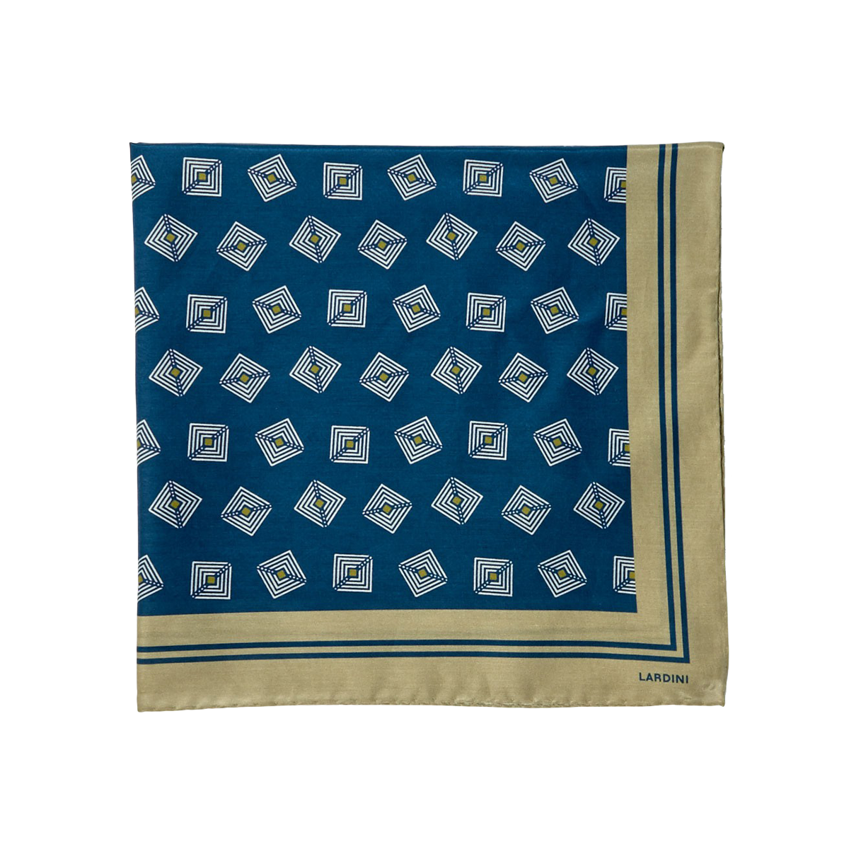 Lardini - Blue Geometrical Print Silk Cotton Bandana | Baltzar