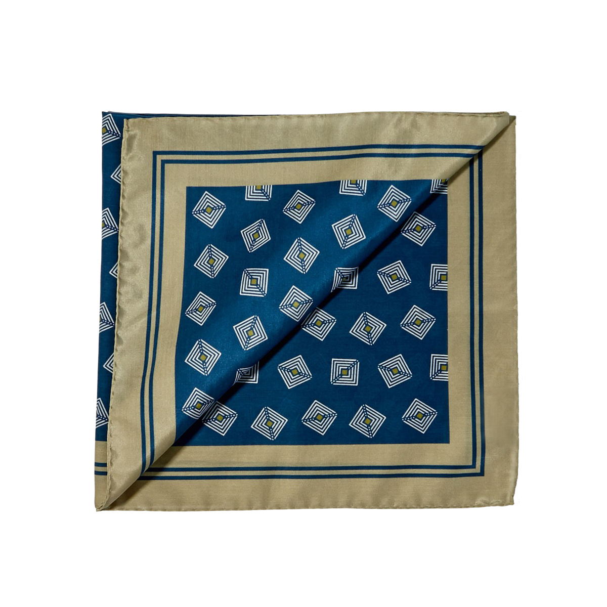Lardini - Blue Geometrical Print Silk Cotton Bandana | Baltzar