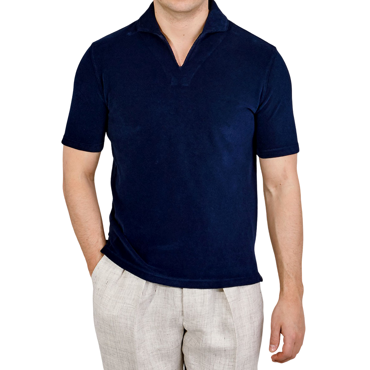 Lardini - Blue Terry Cloth Capri Polo Shirt | Baltzar
