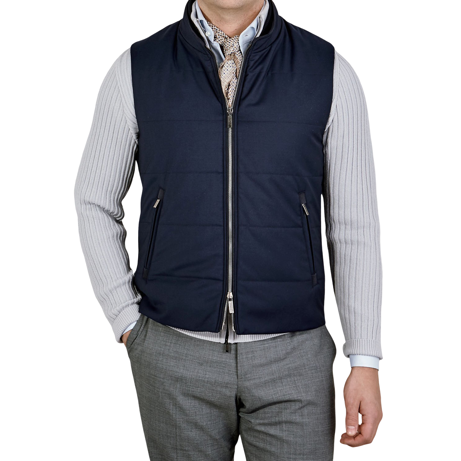 Maurizio Baldassari - Navy Wool Storm System Gilet | Baltzar