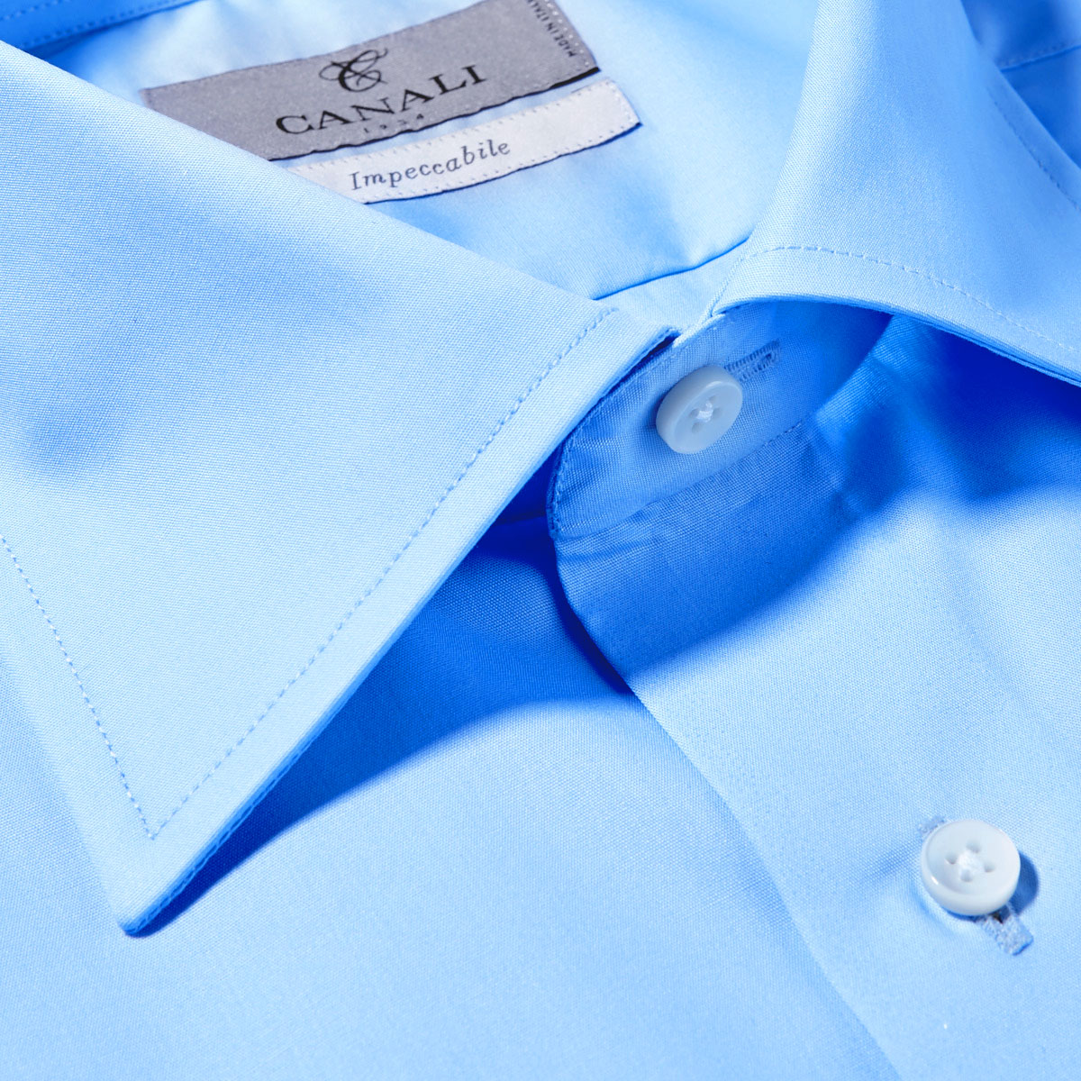 Canali - Blue Superfine Poplin Cutaway Shirt | Baltzar