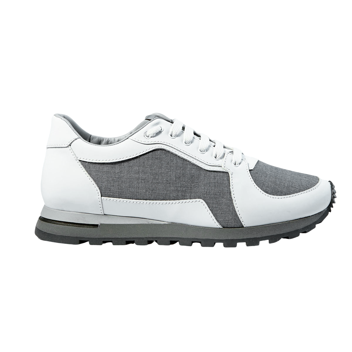 Canali - Grey White Leather Vintage Runner Sneakers | Baltzar