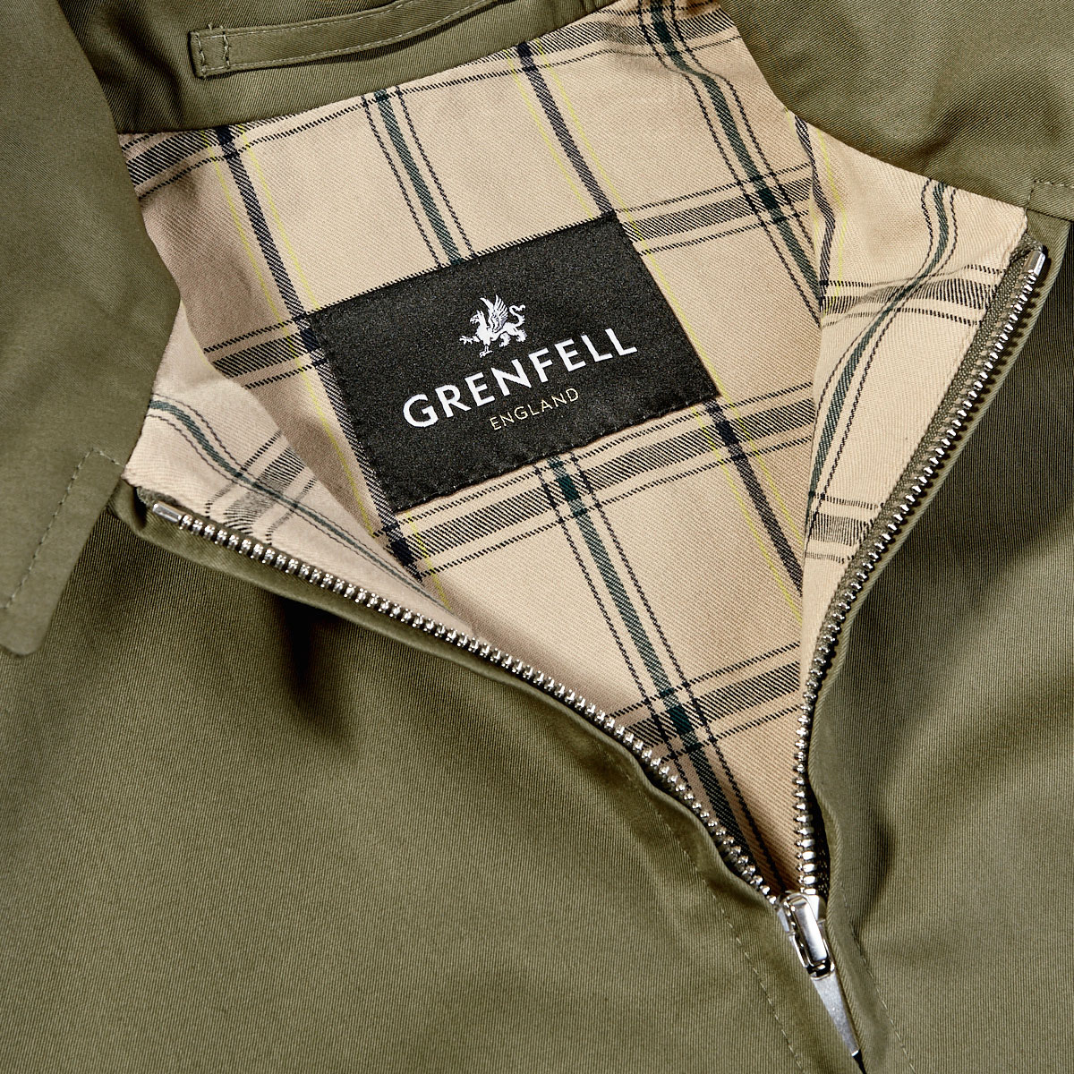 Grenfell Olive Green Cotton Golfer Jacket Baltzar