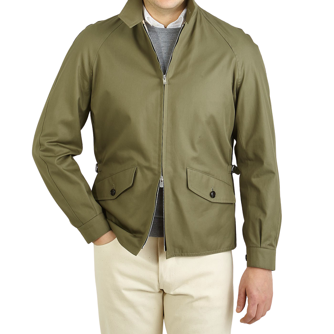 Olive Green Cotton Golfer Jacket