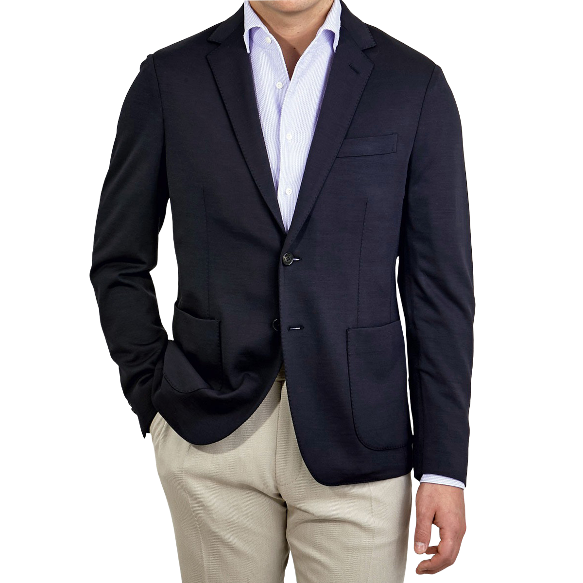 Maurizio Baldassari - Midnight Blue Wool Jersey Blazer | Baltzar