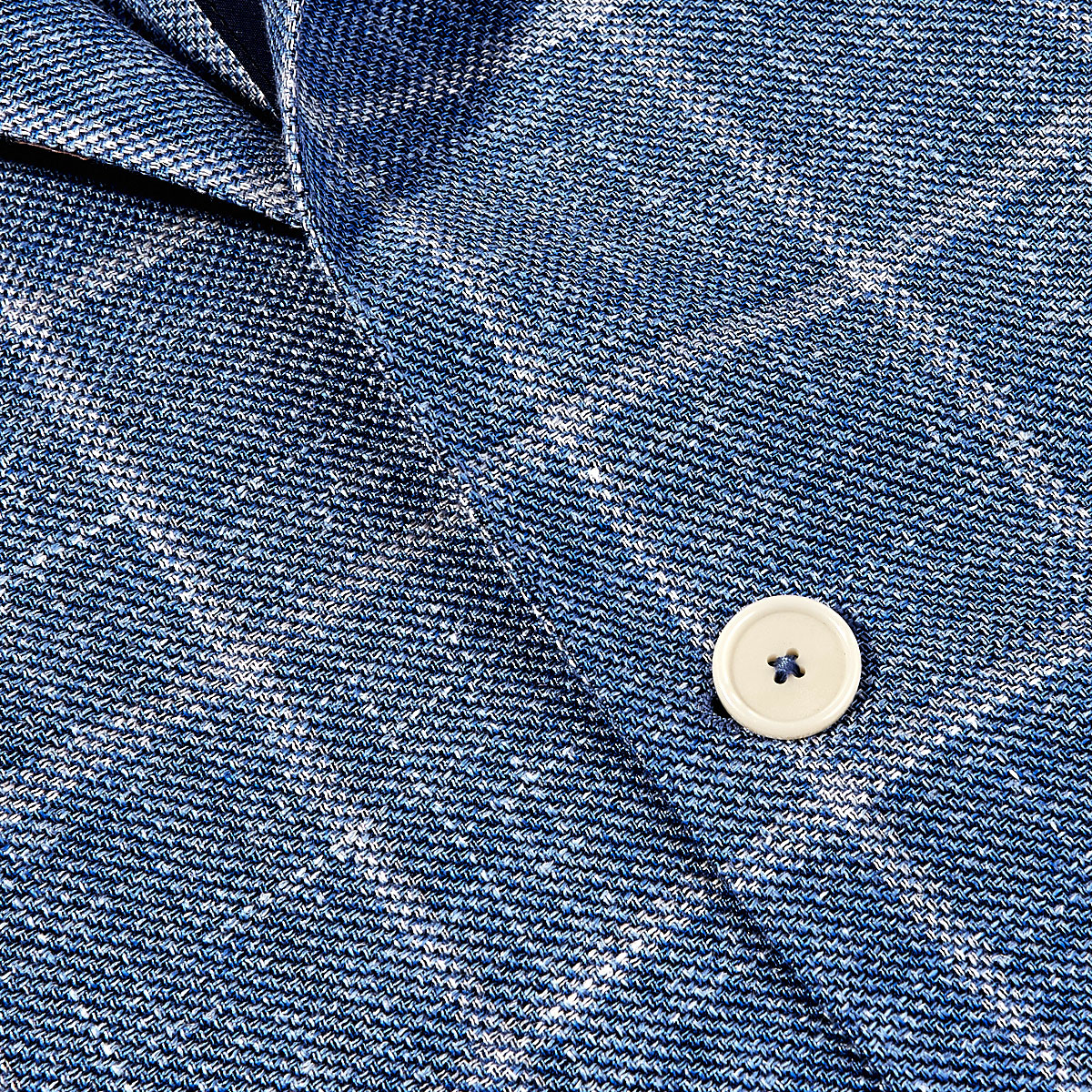 Tagliatore - Blue Checked Wool Silk Linen Blazer | Baltzar