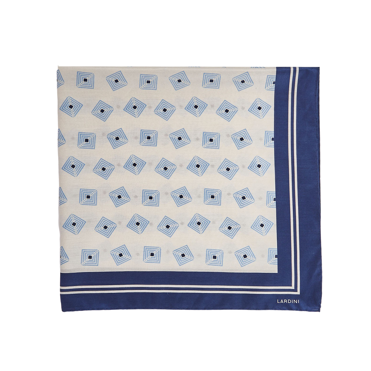 Lardini - White Geometrical Print Silk Cotton Bandana | Baltzar