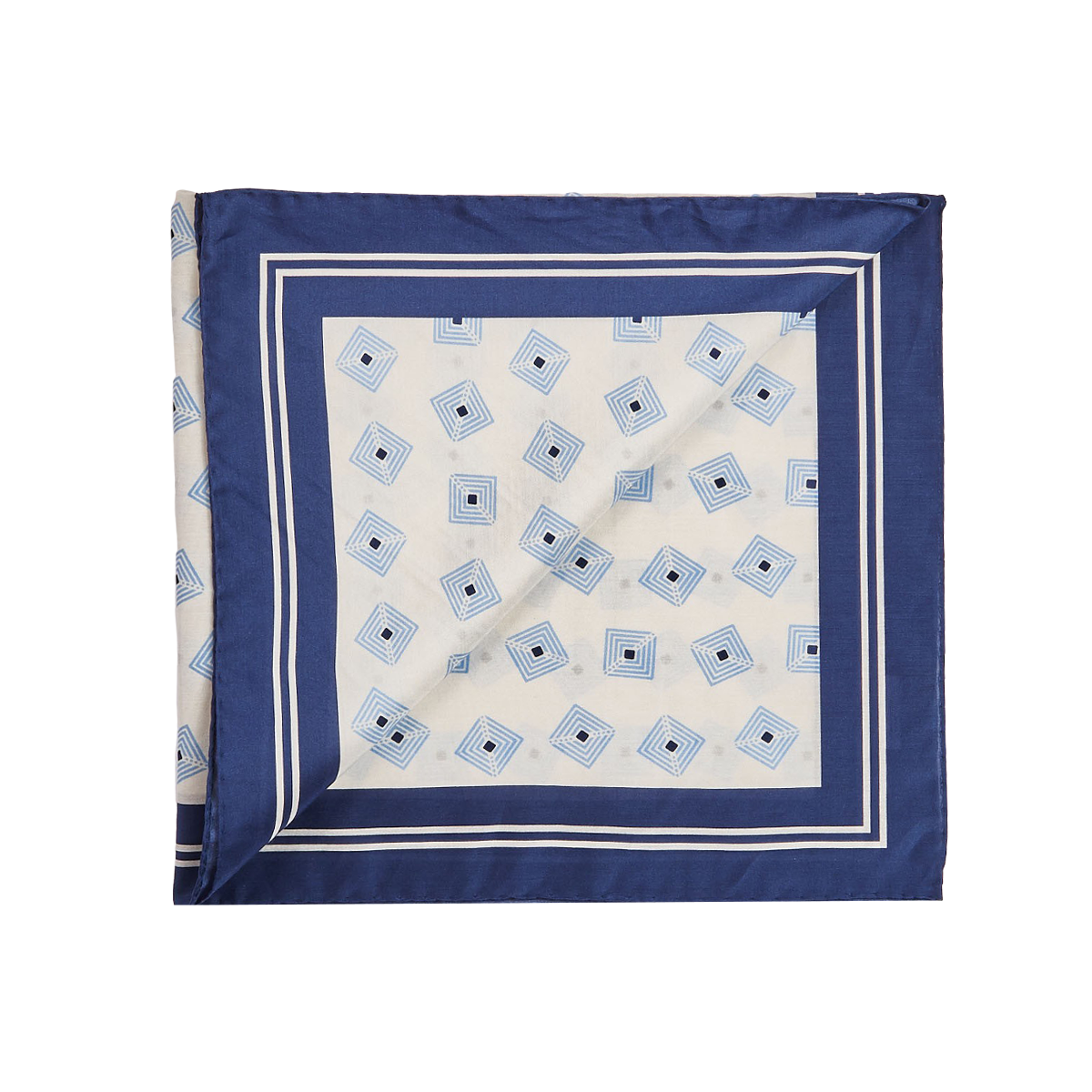 Lardini - White Geometrical Print Silk Cotton Bandana | Baltzar