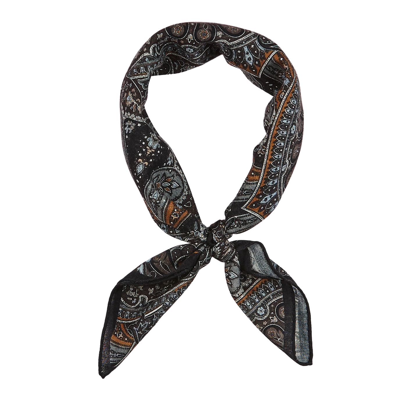 Amanda Christensen - Black Paisley Printed Wool Bandana | Baltzar