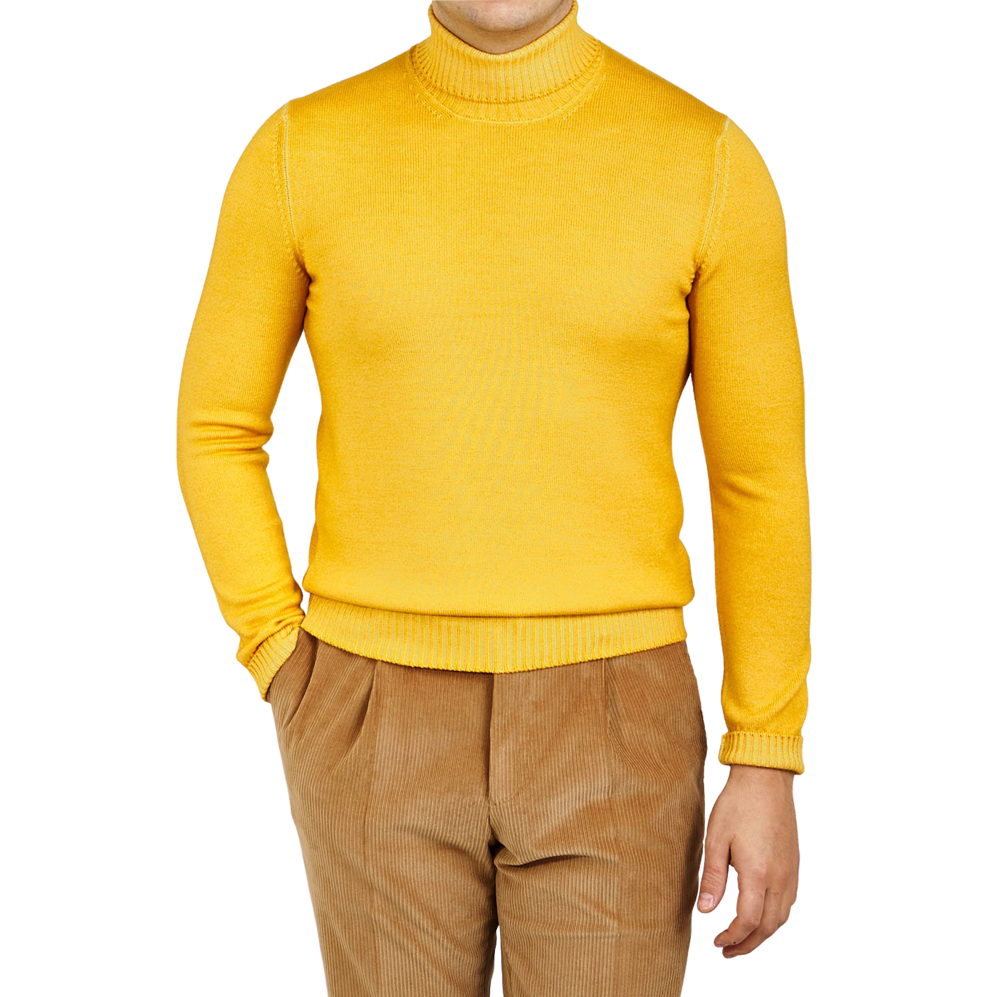 Gran Sasso - Yellow Melange Vintage Wool Roll Neck | Baltzar
