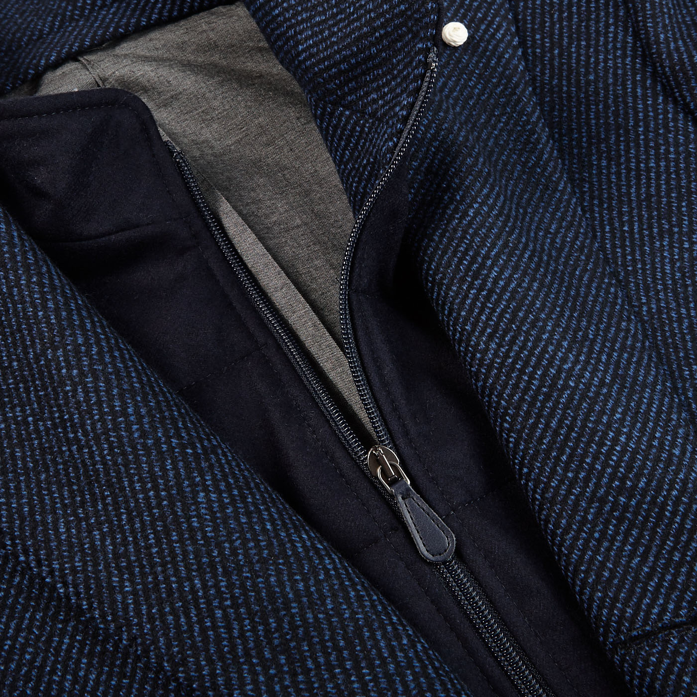 Luigi Bianchi - Navy Blue Wool Twill Alcantara Lined Coat | Baltzar