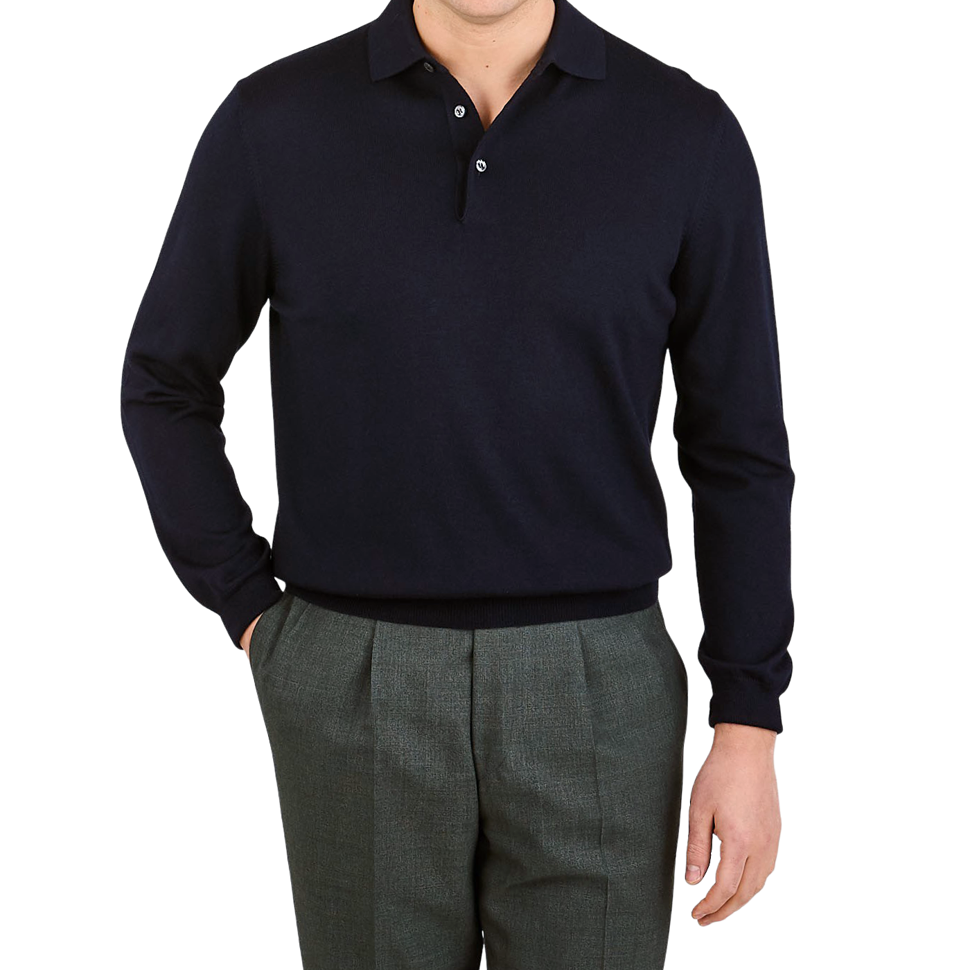 Gran Sasso - Navy Extra Fine Merino Wool Polo Shirt | Baltzar