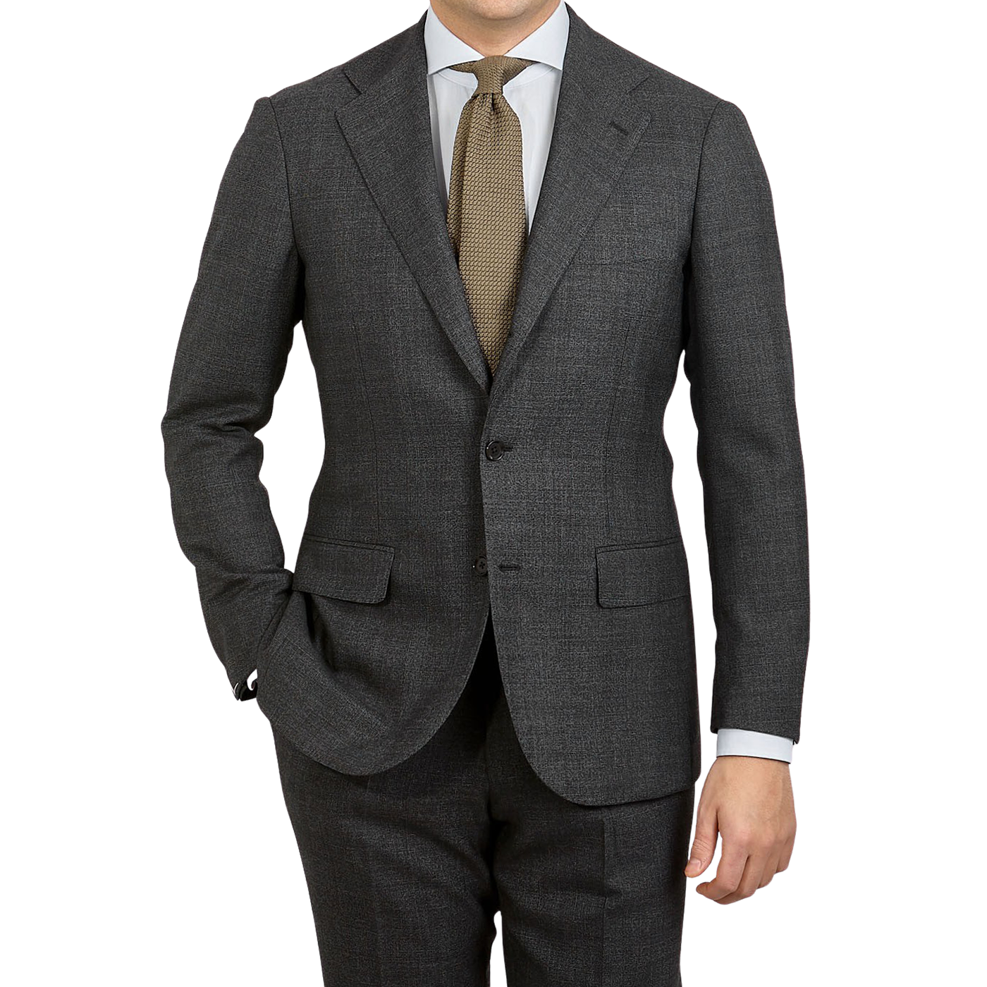 Ring Jacket - Charcoal Grey Prince of Wales Checked Suit | Baltzar
