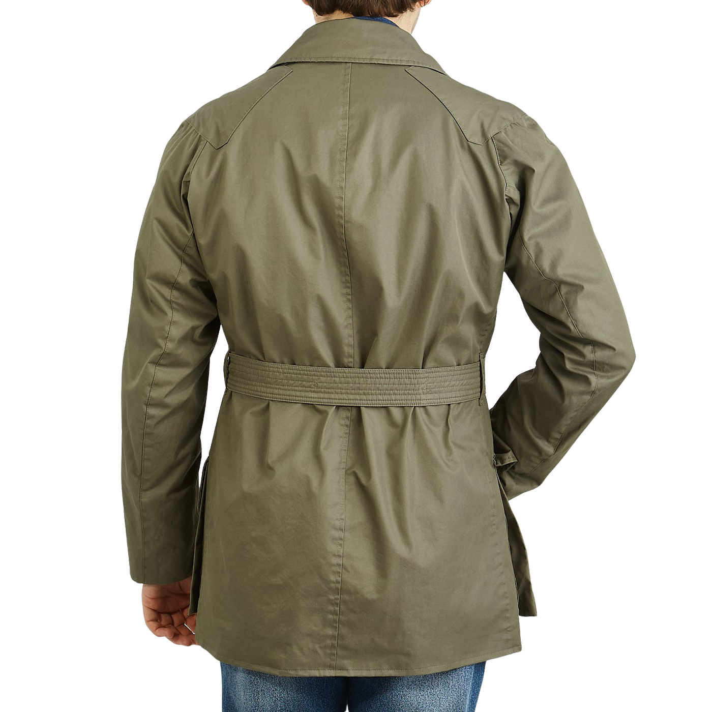 Olive Green Cotton Gabardine Shooter Jacket