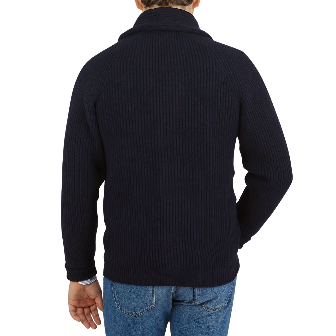 William Lockie - Navy Lambswool Shawl Collar Cardigan | Baltzar