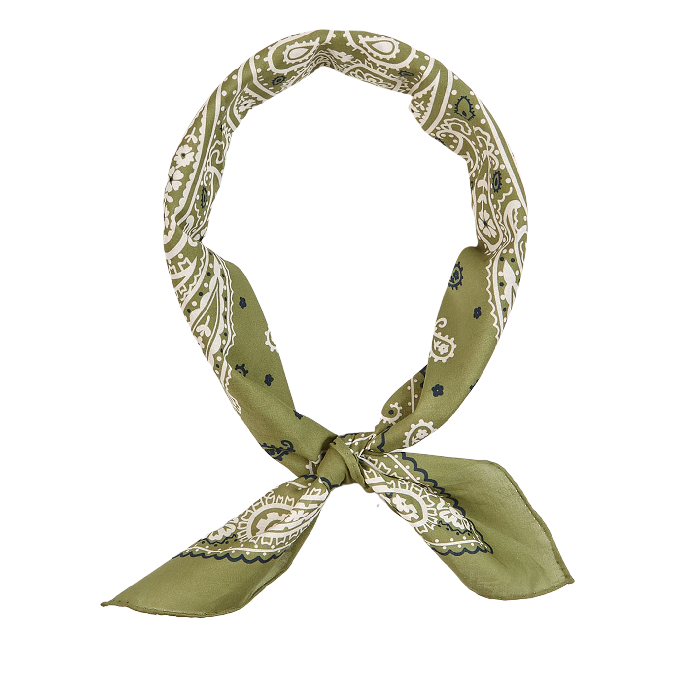 Amanda Christensen - Green Paisley Printed Cotton Bandana | Baltzar