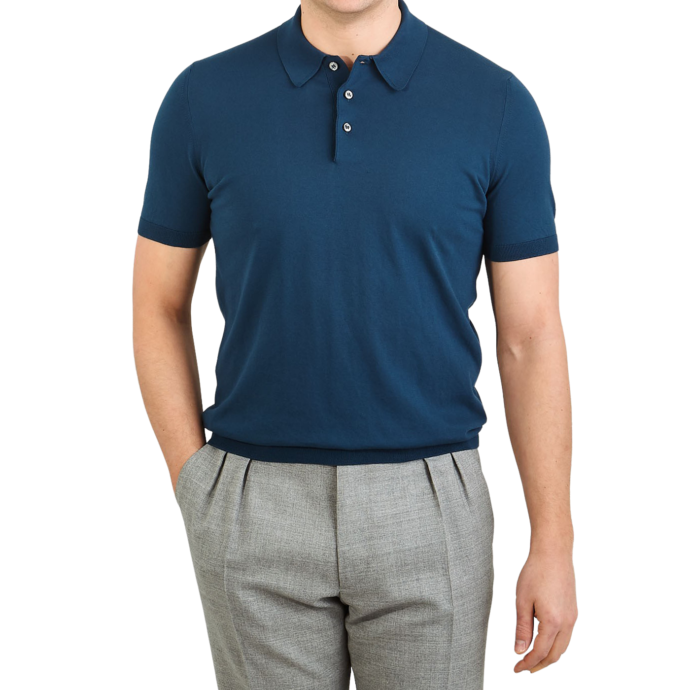 Gran Sasso - Petrol Blue Fresh Cotton Polo Shirt | Baltzar