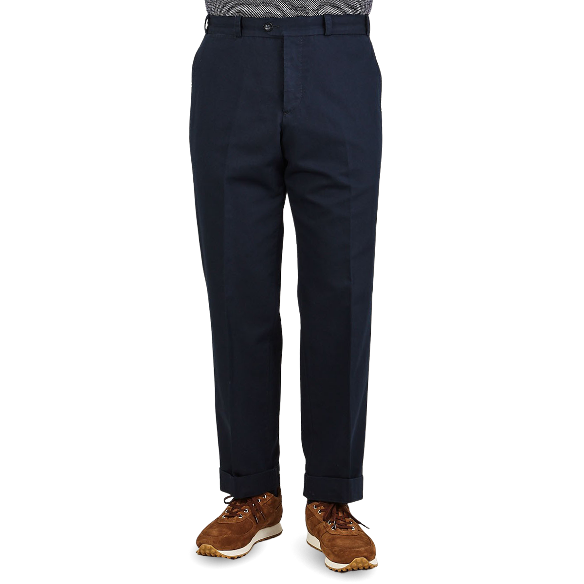 PT Torino Navy Cotton Linen Canvas Trousers Baltzar