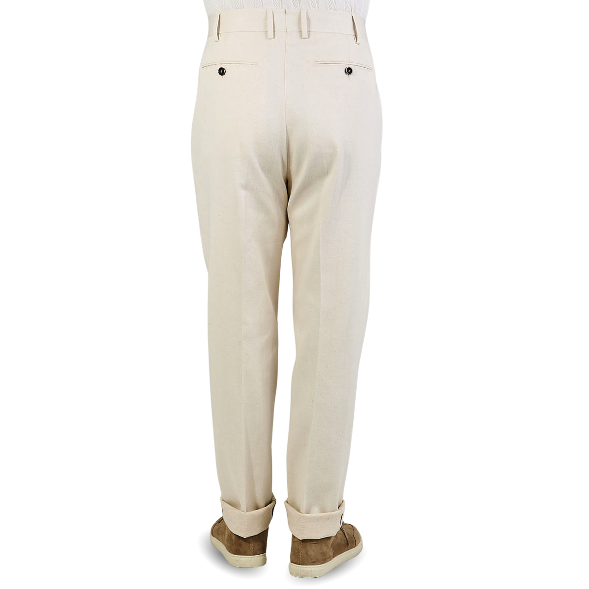 Lardini Cream Beige Cotton Linen Canvas Trousers Baltzar