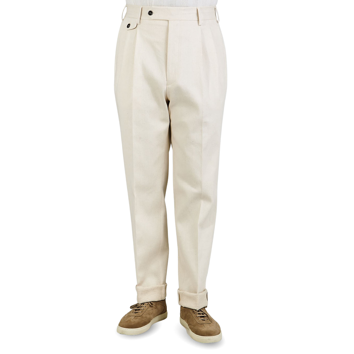 Lardini Cream Beige Cotton Linen Canvas Trousers Baltzar