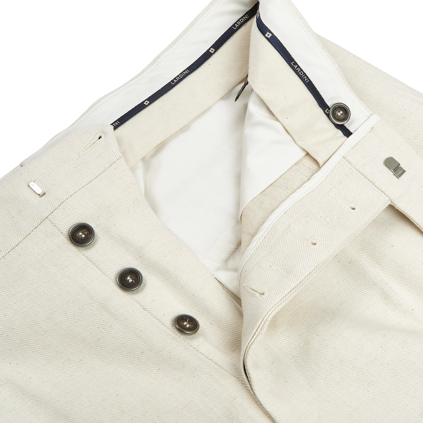 Lardini Cream Beige Cotton Linen Canvas Trousers Baltzar