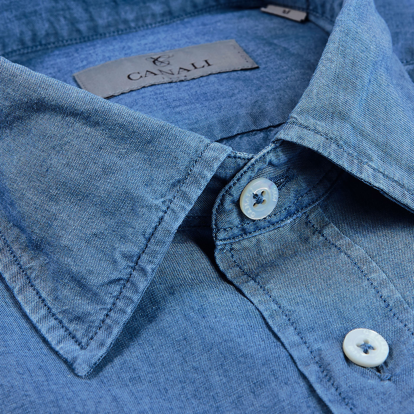 Canali - Light Blue Denim Cotton Casual Shirt | Baltzar
