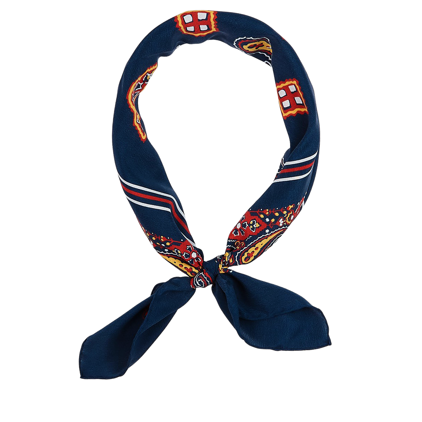 Drake's - Navy Paisley Printed Silk Bandana | Baltzar