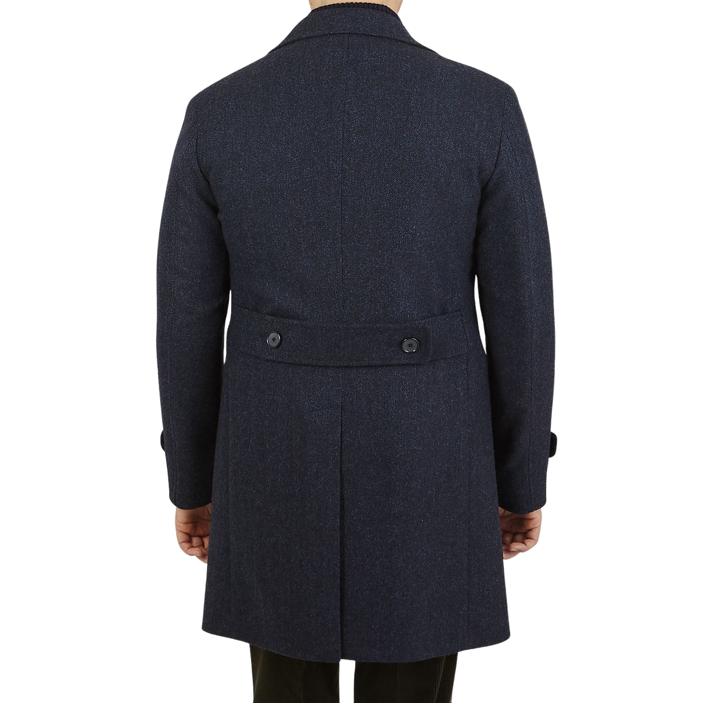 Tagliatore - Dark Blue Herringbone Wool Cashmere Coat | Baltzar