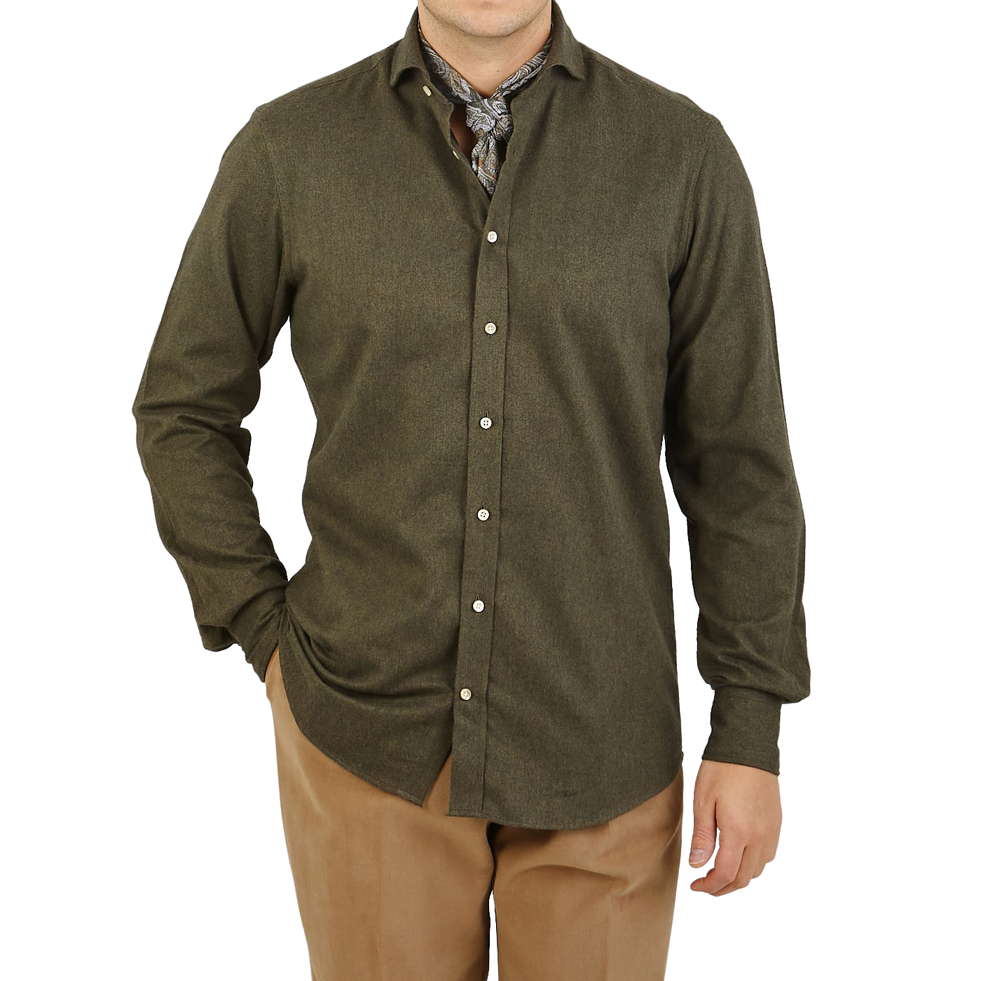 Moss Green Cotton Flannel Fitted Body 
