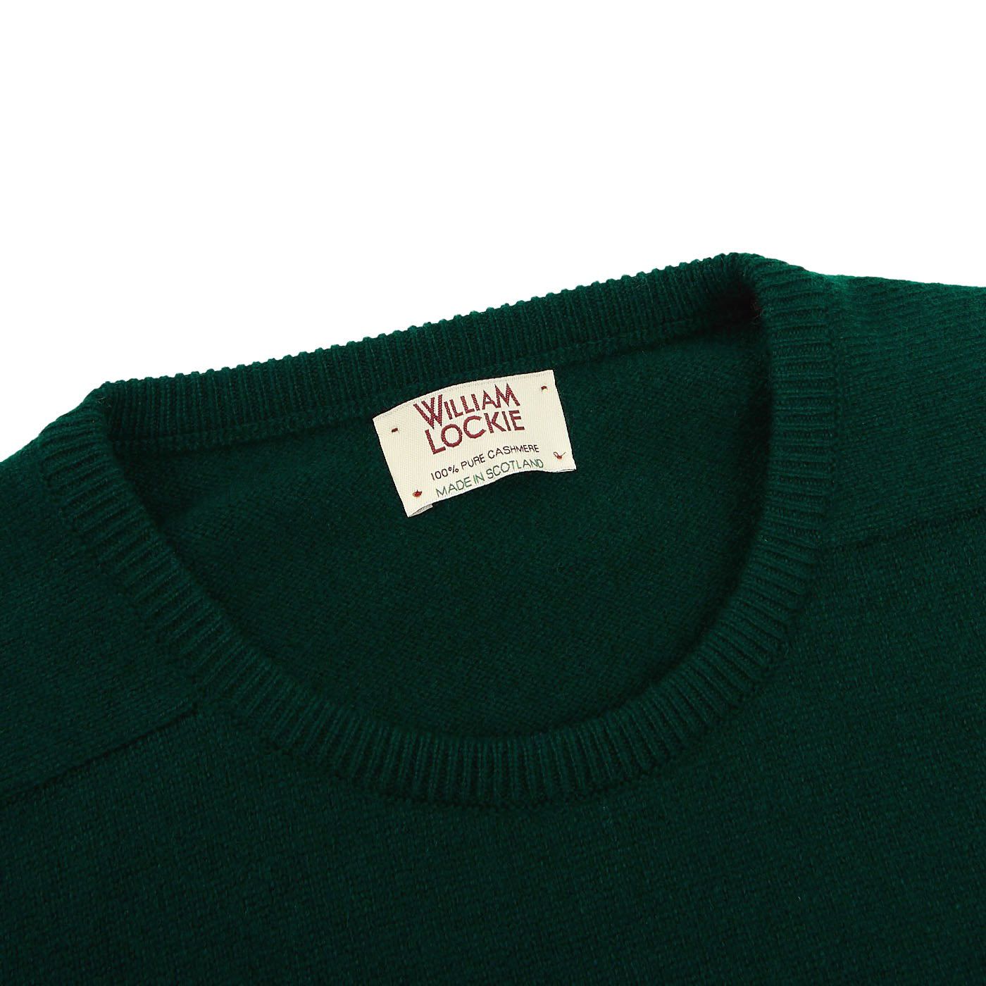 William Lockie - Bottle Green Crew Neck Cashmere Sweater | Baltzar