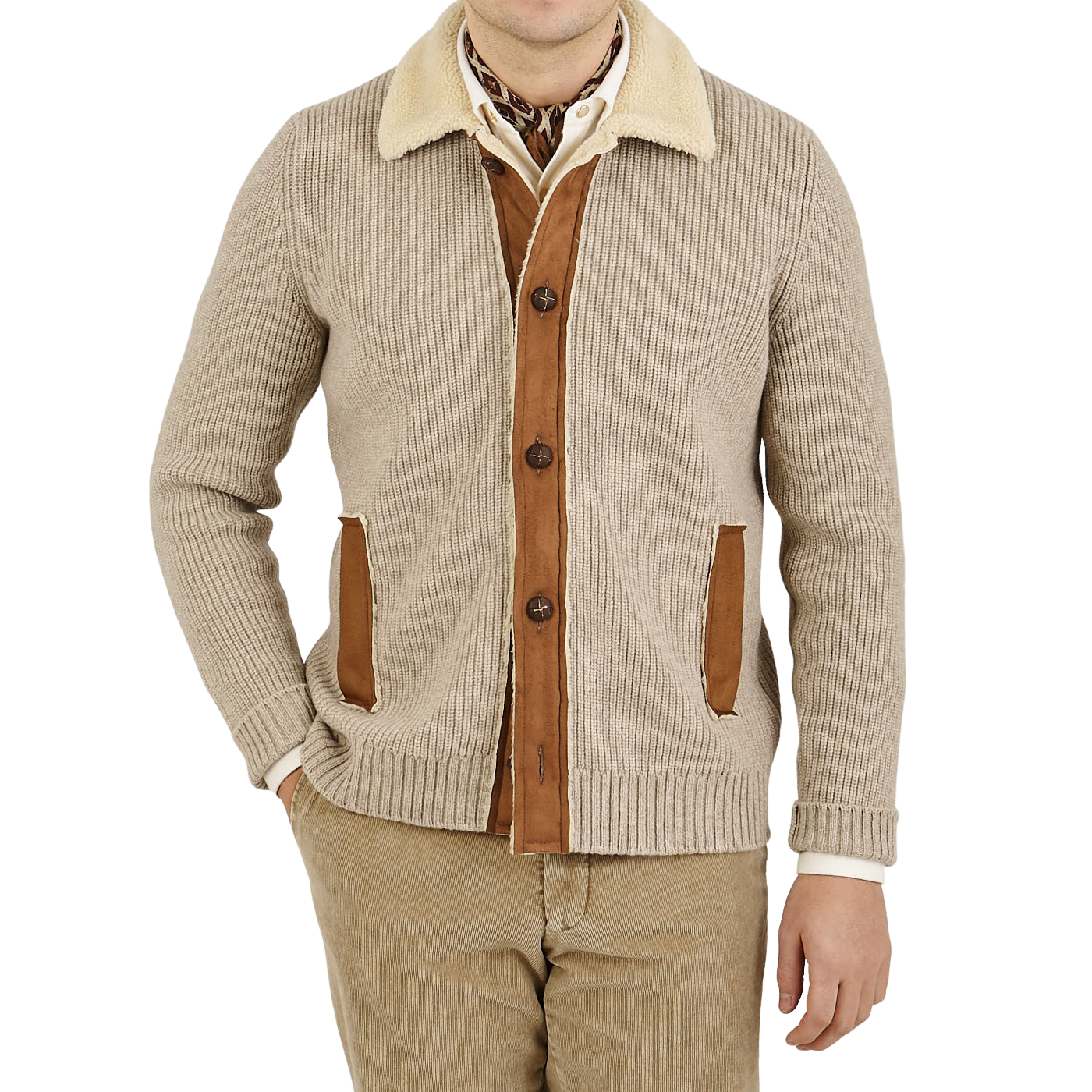 ribbed jacket with buttons