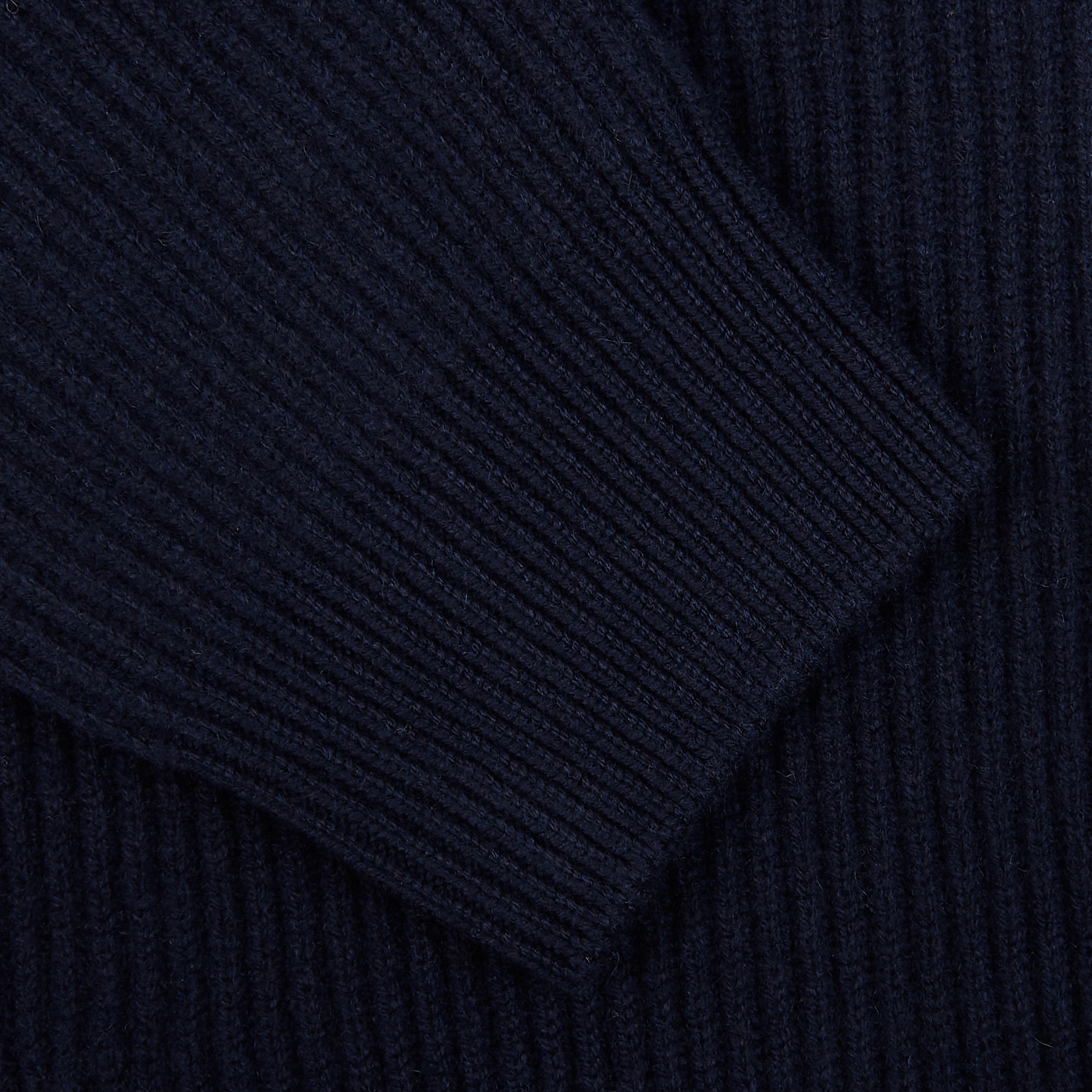 Gran Sasso - Navy Wool Cashmere Ribbed Zip Cardigan | Baltzar