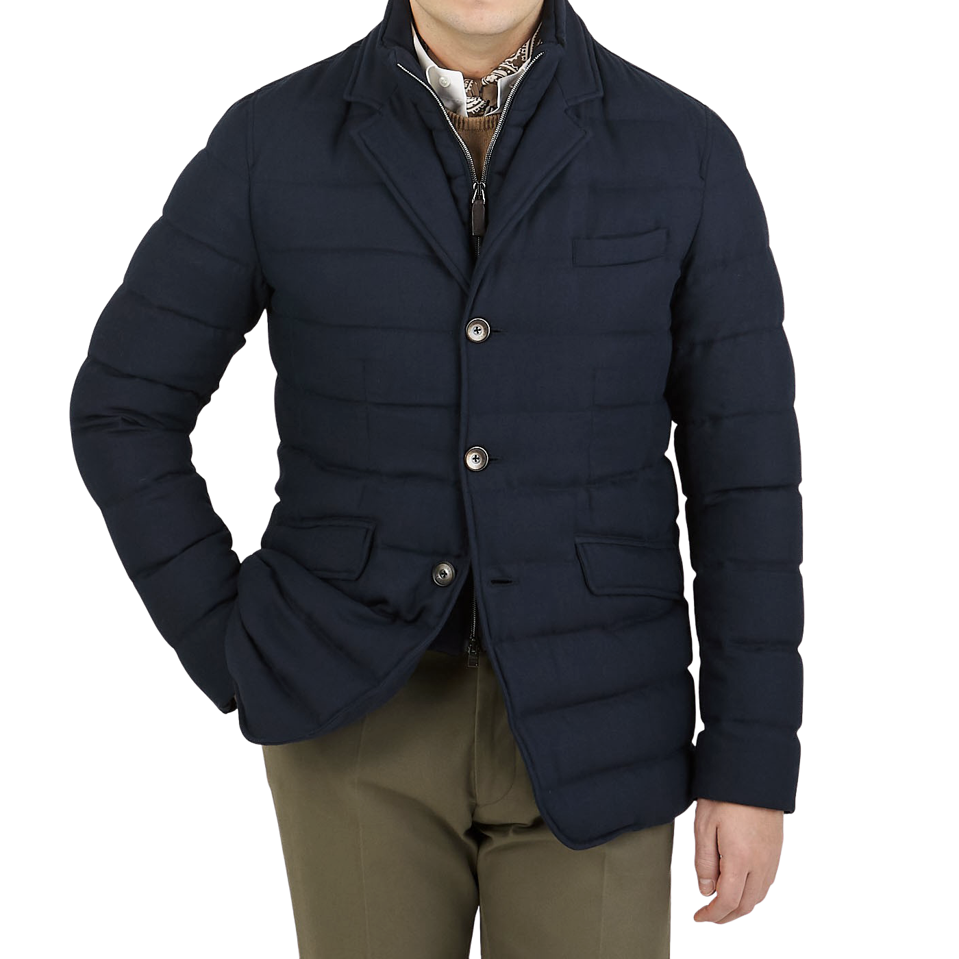 Herno - Navy Worsted Wool Norfolk Jacket | Baltzar