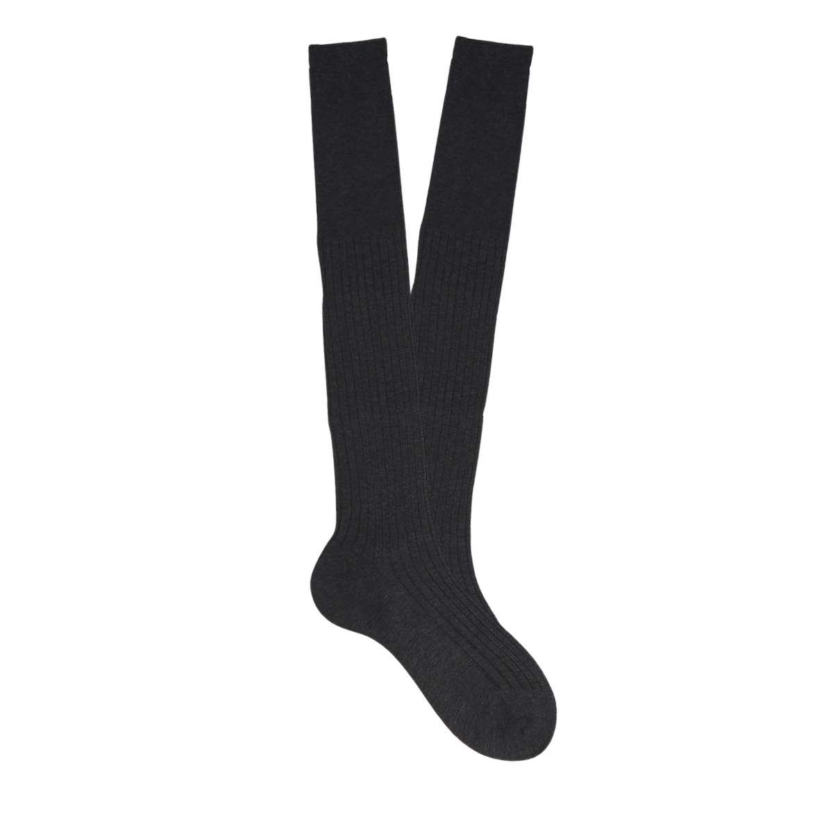 Canali - Grey Knee Long Ribbed Cotton Socks | Baltzar