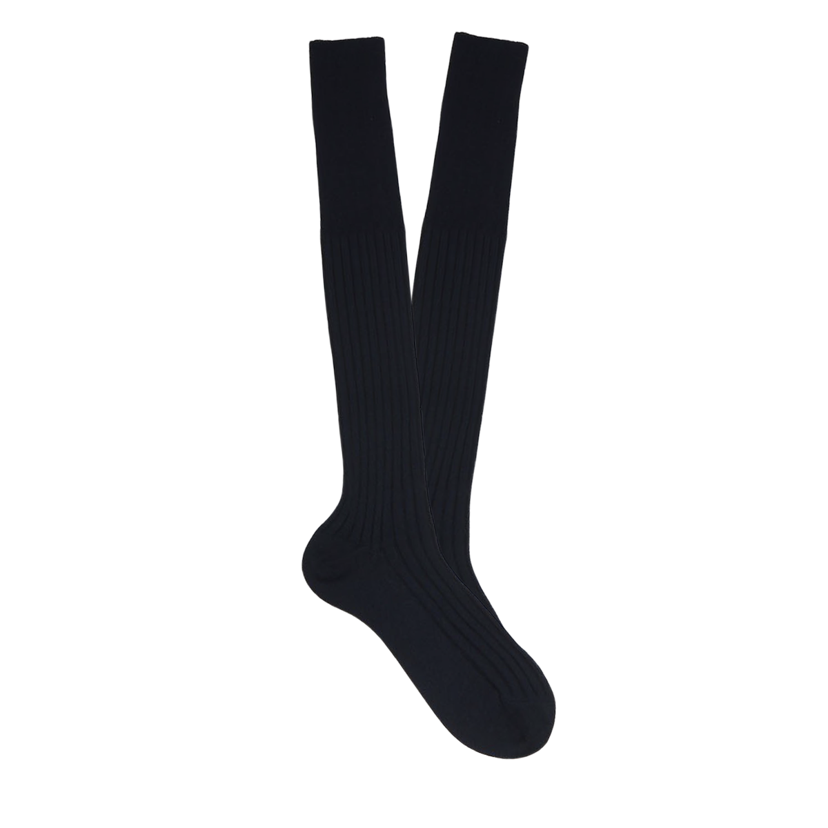 Canali - Navy Blue Knee Long Ribbed Cotton Socks | Baltzar