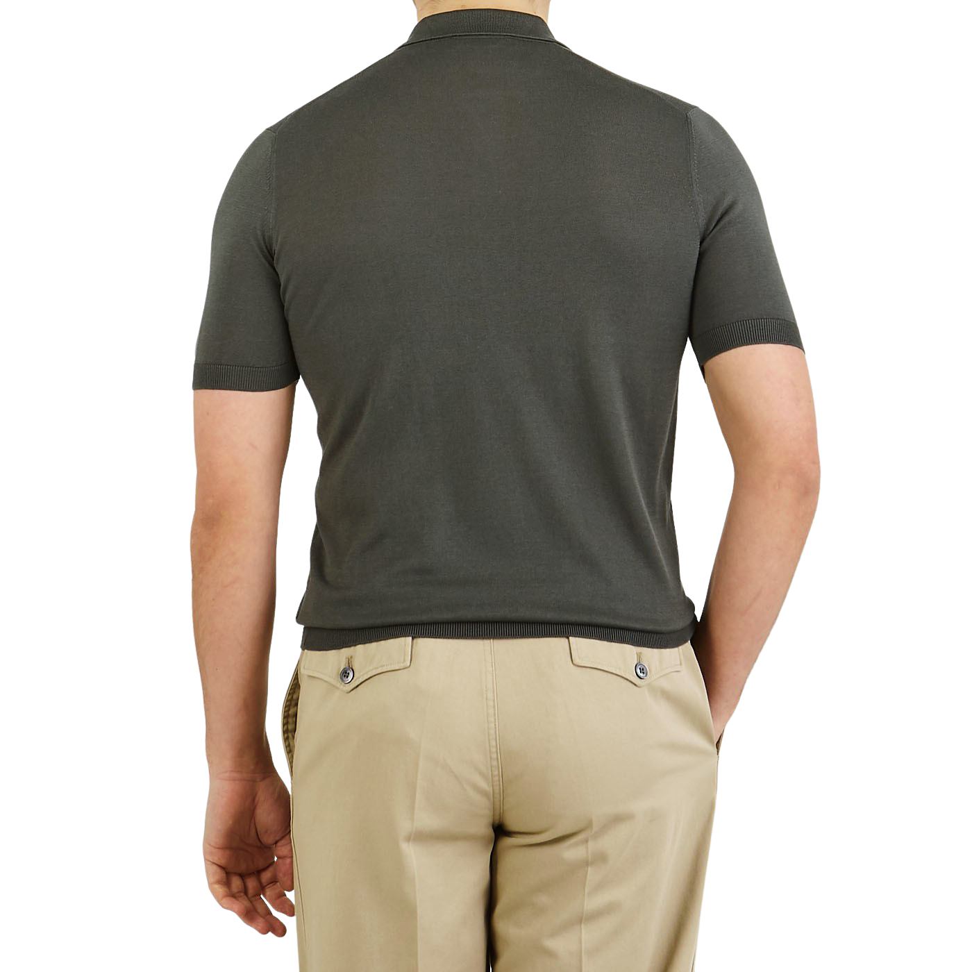 Moss Green Knitted Silk Polo Shirt 