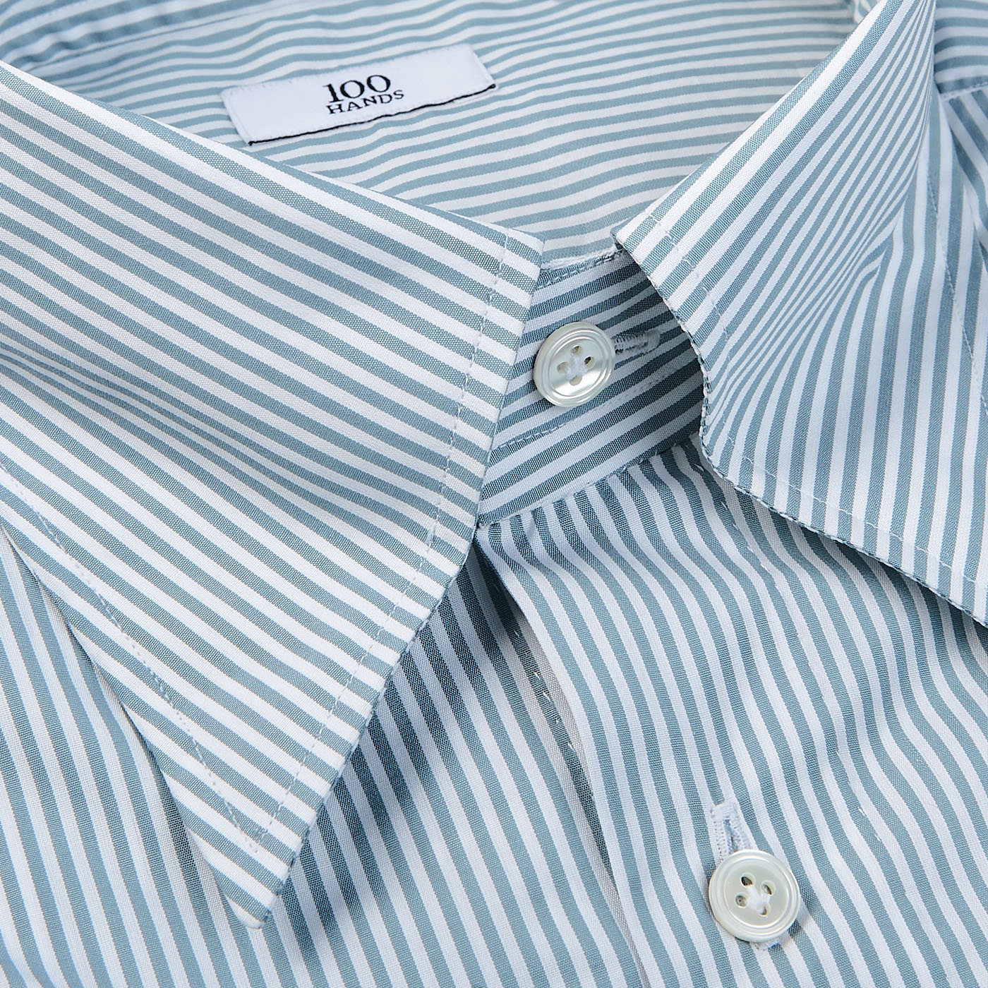 100Hands - Mint Green Striped Cotton Blackline Shirt | Baltzar