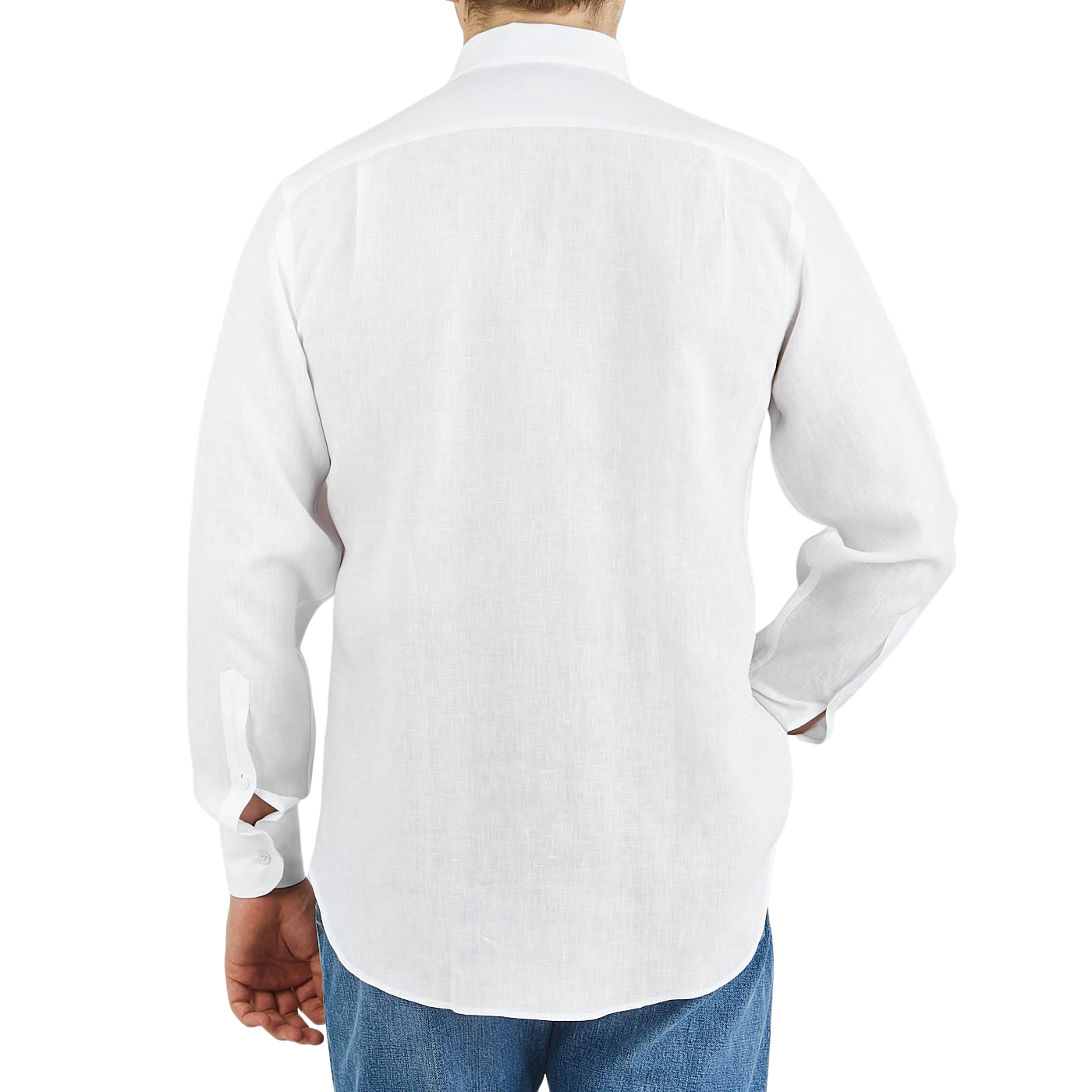 White Linen One-Piece Collar Shirt 