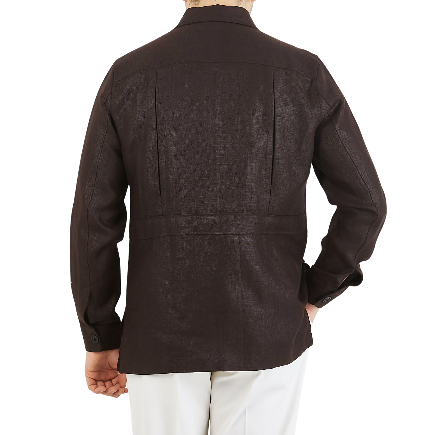 Dark Brown Irish Linen Safari Jacket 