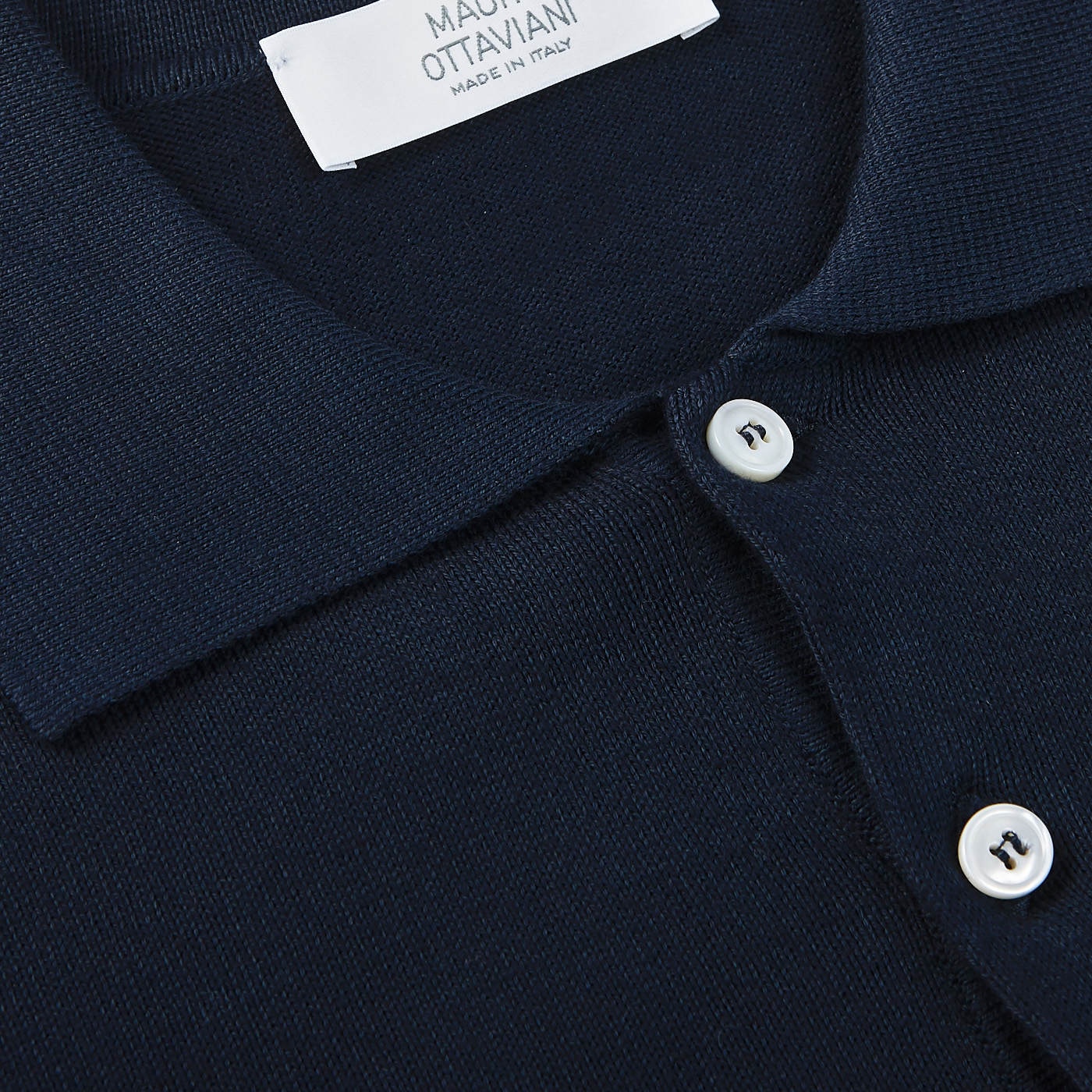 Mauro Ottaviani - Navy Blue Supima Cotton LS Polo Shirt | Baltzar